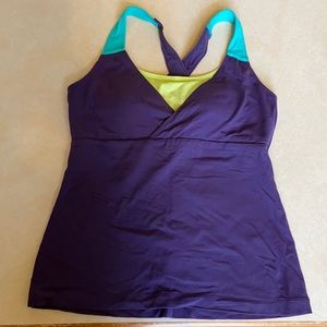 Lucy athletic tank bra top yoga workout L